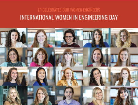 EP's women engineers aligned under header "EP Celebrates Our Women Engineers: International Women in Engineering Day"